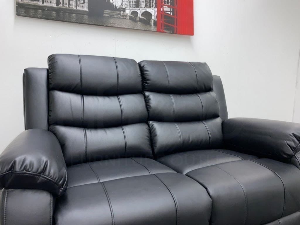 Landos Black Leather Recliner 2 Seater Sofa Sofas