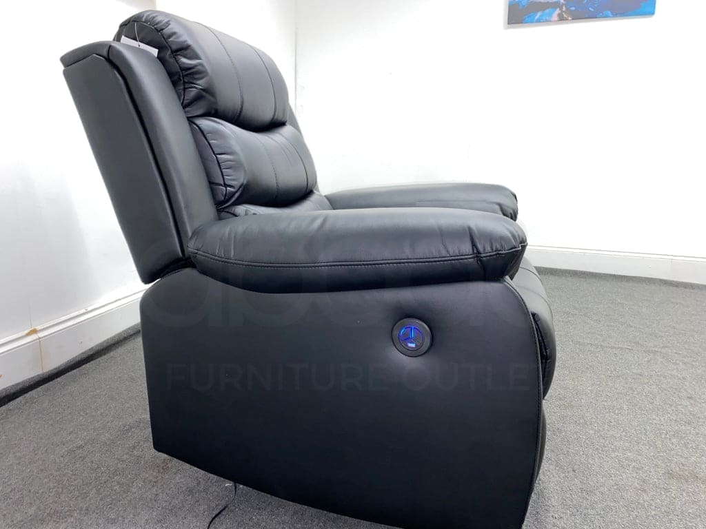 Landos Black Leather Recliner Armchair 1 Seater Sofa Sofas