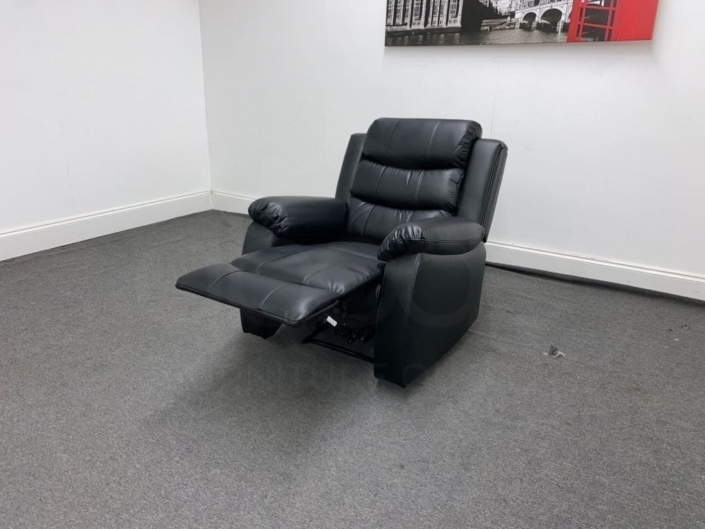 Landos Black Leather Recliner Armchair 1 Seater Sofa Sofas