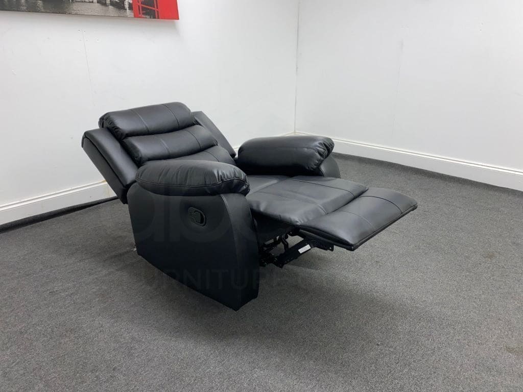 Landos Black Leather Recliner Armchair 1 Seater Sofa Sofas