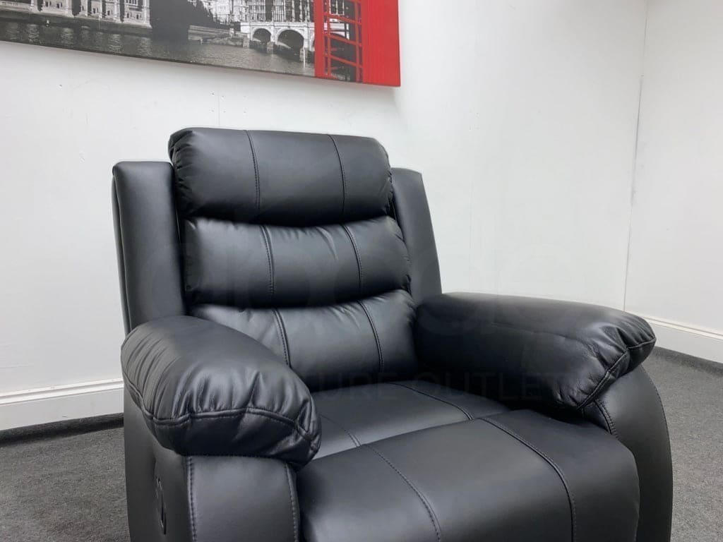 Landos Black Leather Recliner Armchair 1 Seater Sofa Sofas