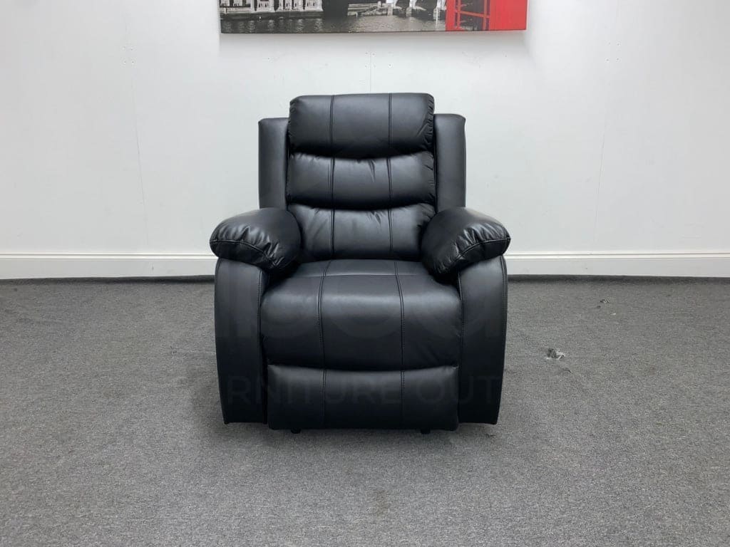 Landos Black Leather Recliner Armchair 1 Seater Sofa Sofas
