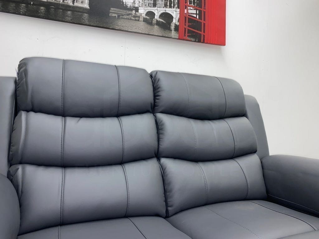 Landos Manual Recliner Grey Leather 2 Seater Sofa Sofas