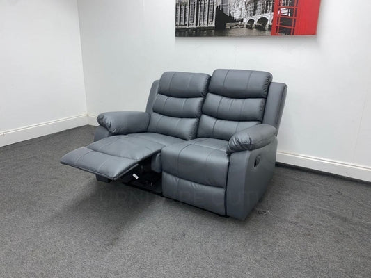 SPECIAL OFFER! Lando Grey Leather 2 + 2 Seater Reclining Sofa Set | Couch