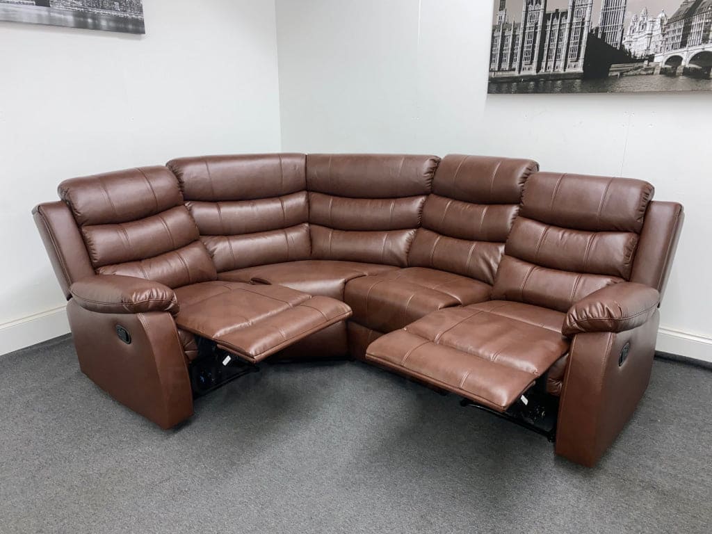 Landos Lhf Modular Recliner 4 Seat Brown Leather Corner Sofa Sofas
