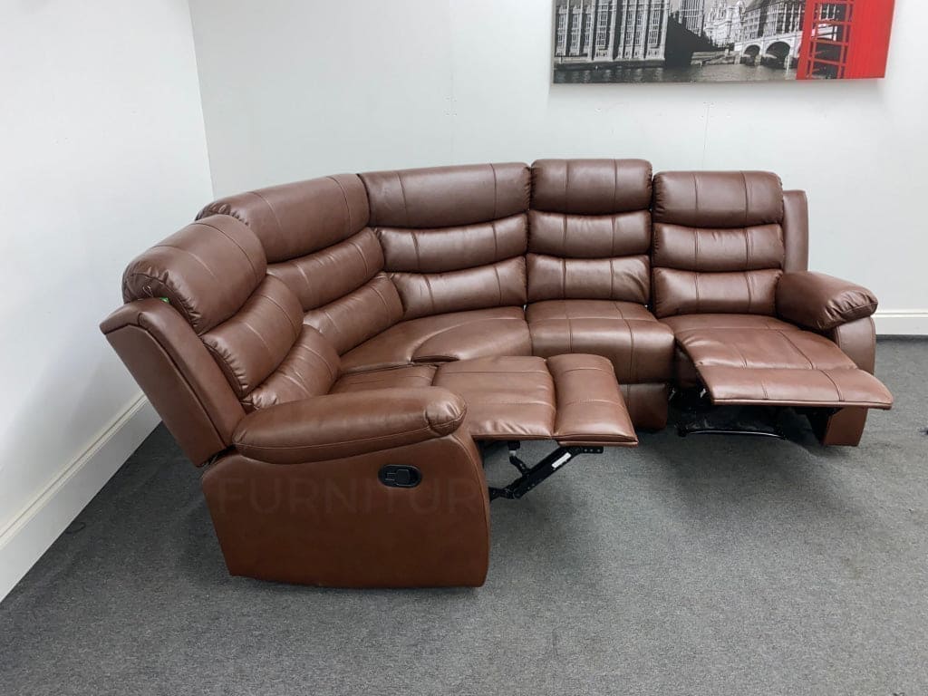 Landos Lhf Modular Recliner 4 Seat Brown Leather Corner Sofa Sofas