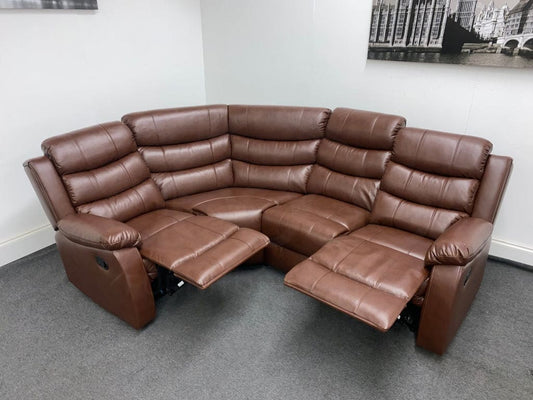 Landos Lhf Modular Recliner 4 Seat Brown Leather Corner Sofa Sofas