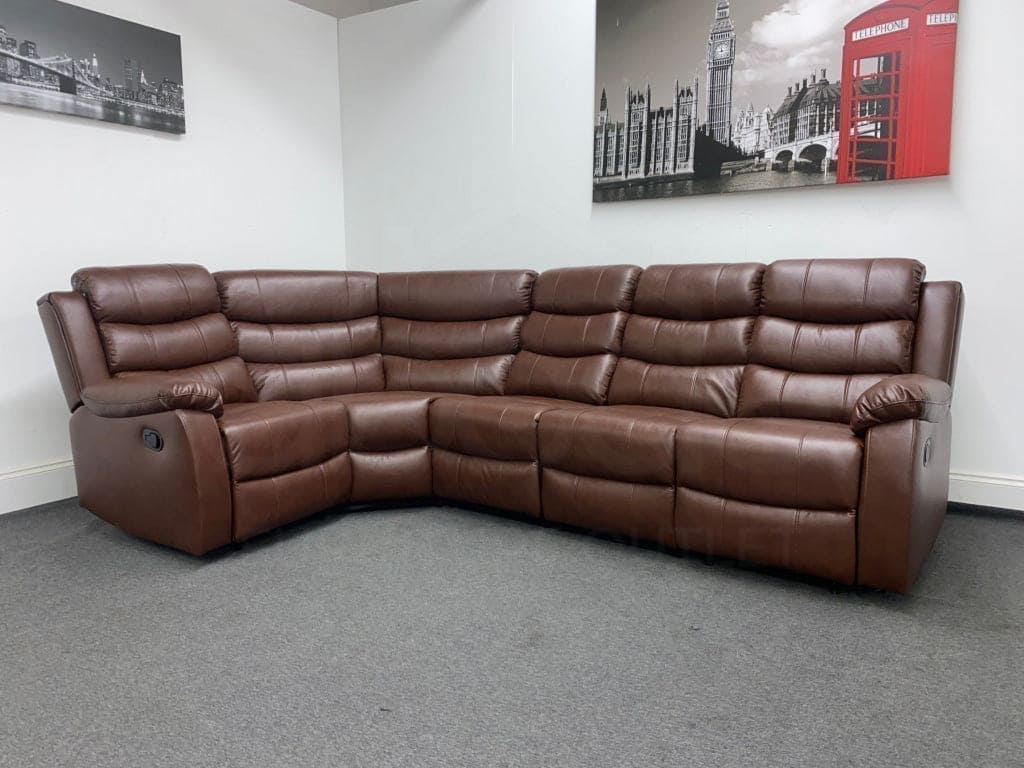 Landos Lhf Modular Recliner 5 Seat Brown Leather Corner Sofa Sofas