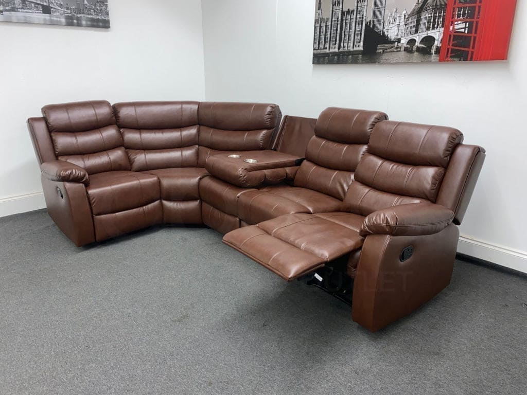 Landos Lhf Modular Recliner 5 Seat Brown Leather Corner Sofa Sofas