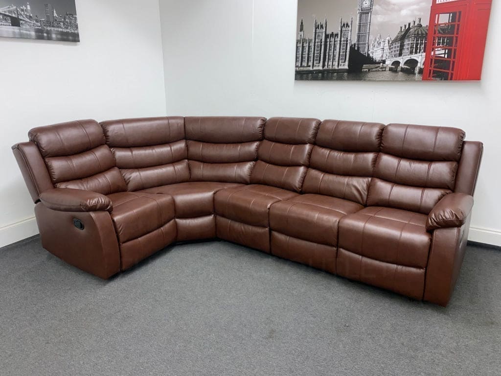 Landos Lhf Modular Recliner 5 Seat Brown Leather Corner Sofa Sofas