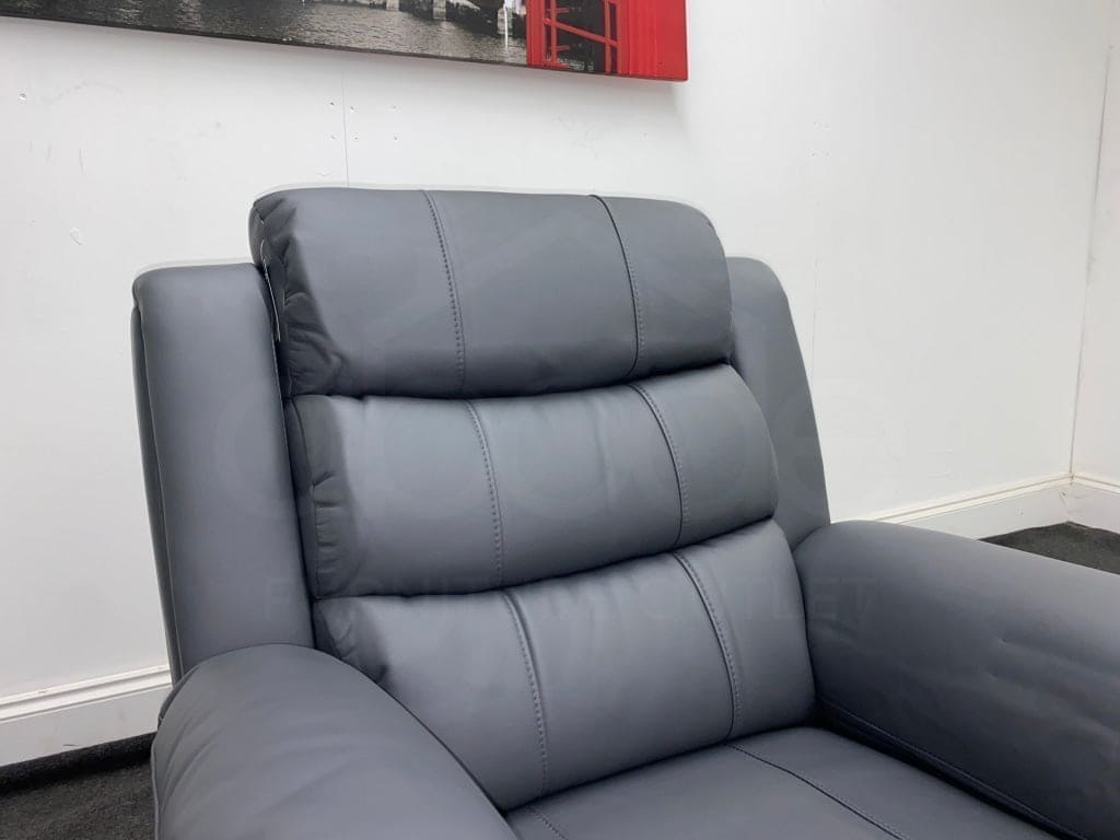 Landos Manual Recliner Grey Leather Armchair 1 Seater Sofa Sofas