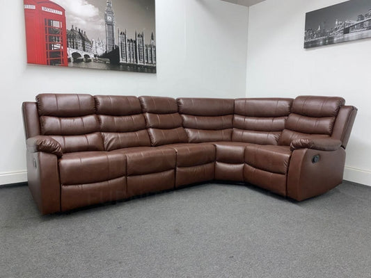 Landos Rhf Modular Recliner 5 Seat Brown Leather Corner Sofa Sofas