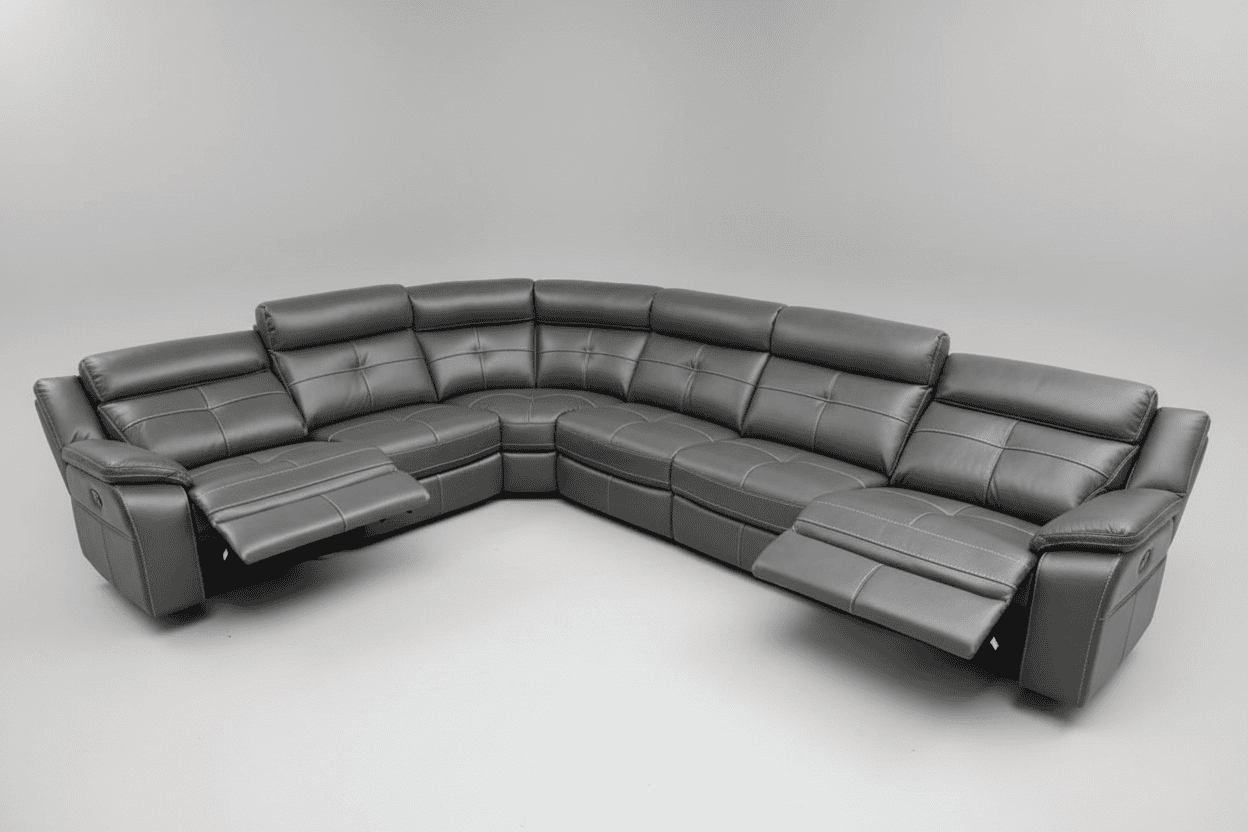Parker Grey Leather Electric Recliner Corner Sofa - Thick Leather & USB Charging Ports