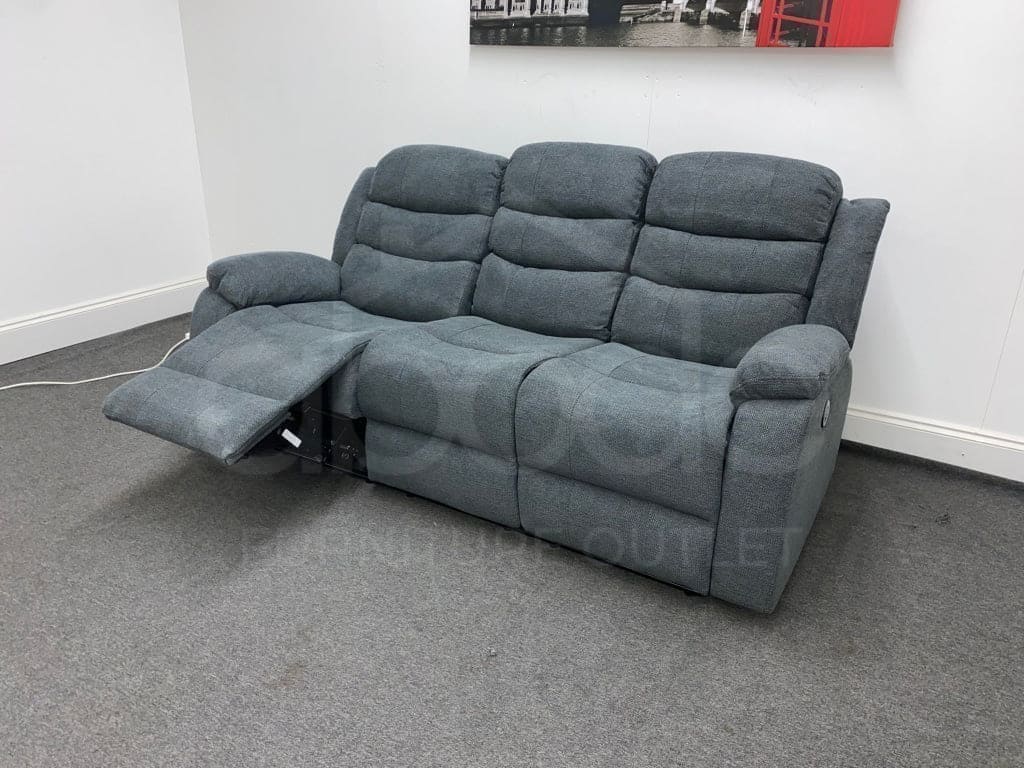 ’Lawson’ Manual Reclining Charcoal Grey Dfs Fabric Sofa Set + Drinks Tray Table Sofas