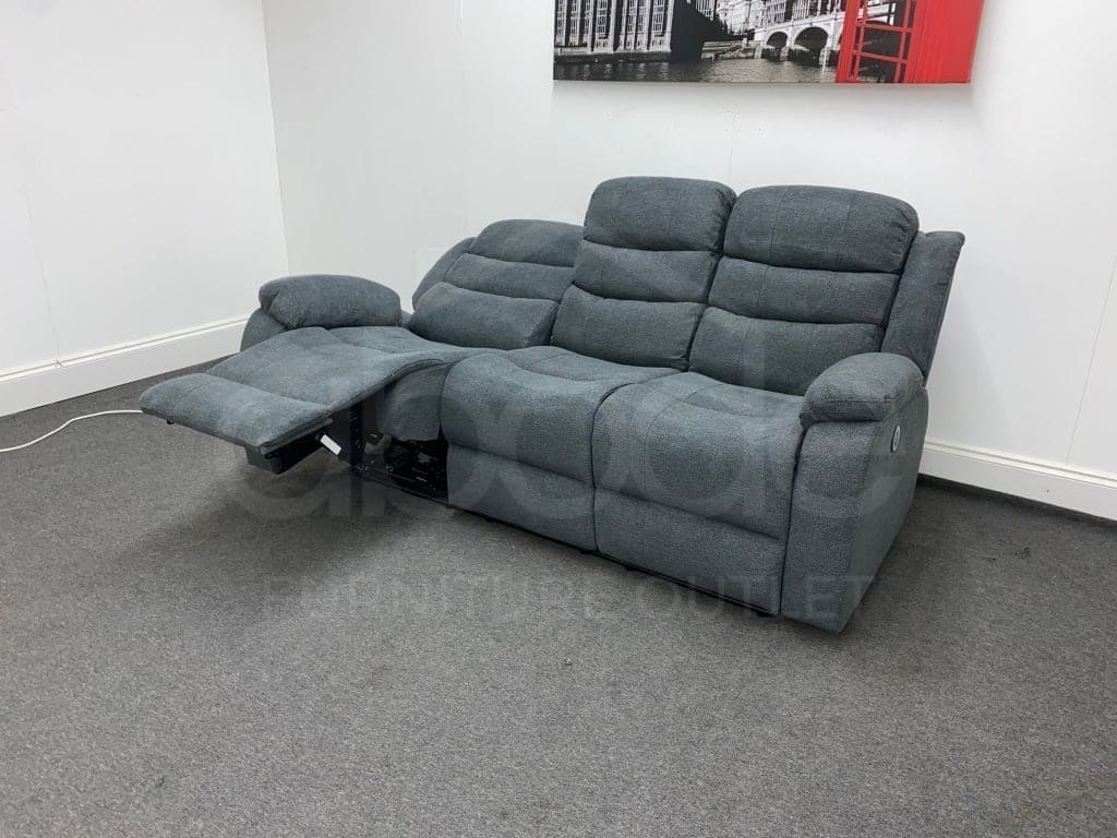 ’Lawson’ Manual Reclining Charcoal Grey Dfs Fabric Sofa Set + Drinks Tray Table Sofas