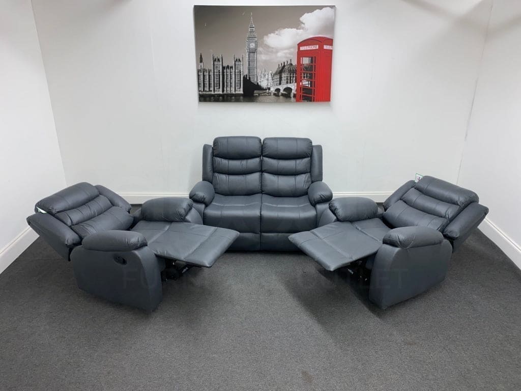 Lawson Graphite Faux Suede Reclining 2 + 1 + 1 Seater Sofa And Armchair Set Sofas
