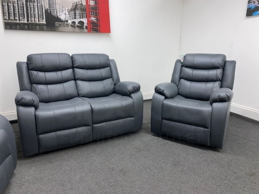 Lawson Graphite Faux Suede Reclining 2 + 1 + 1 Seater Sofa And Armchair Set Sofas