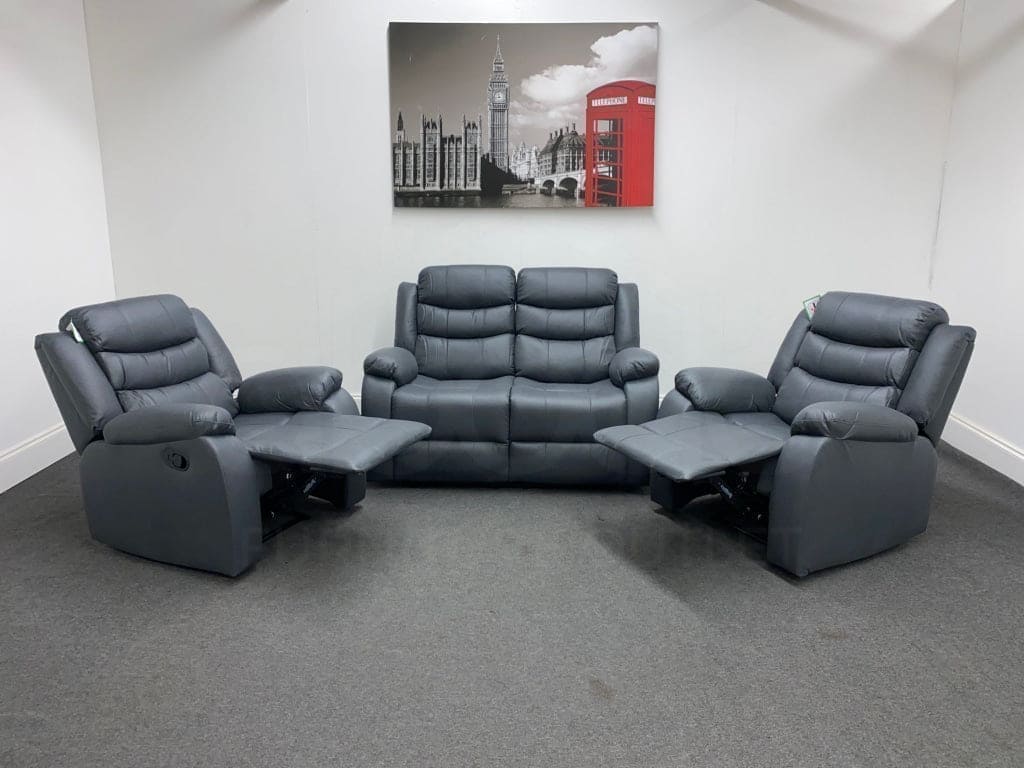 Lawson Graphite Faux Suede Reclining 2 + 1 + 1 Seater Sofa And Armchair Set Sofas
