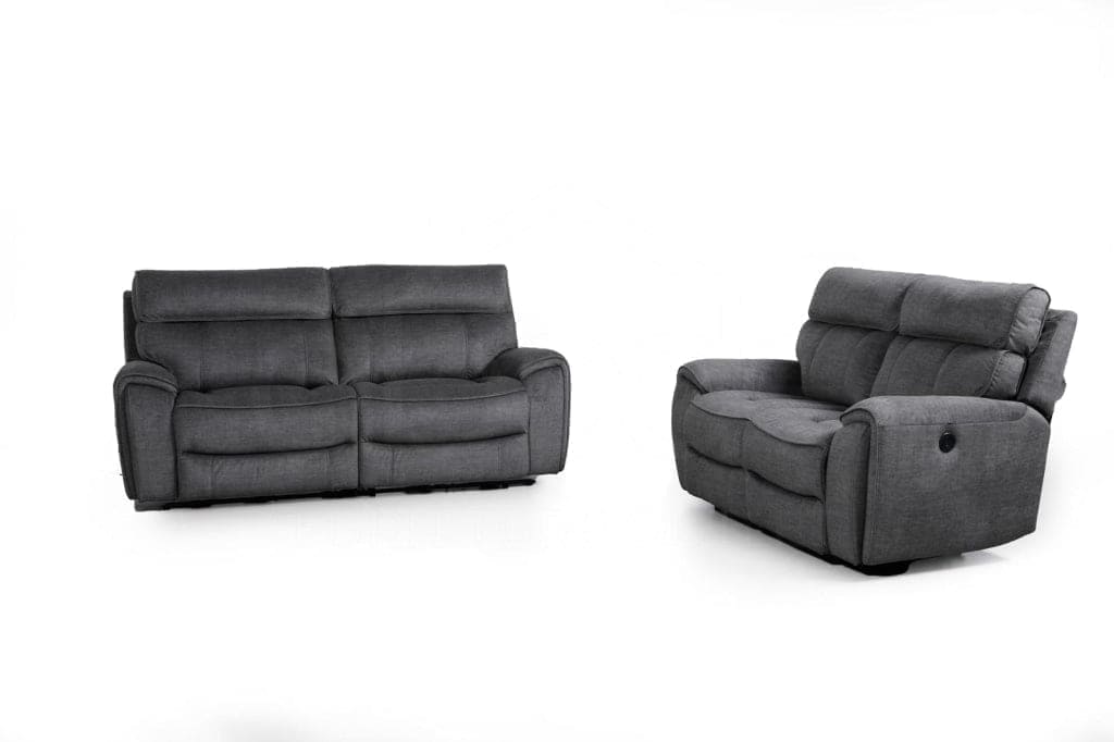 Limited Time Offer! Portebello Electric Recliner Grey Fabric 3 + 2 Seater Sofa Set Sofas