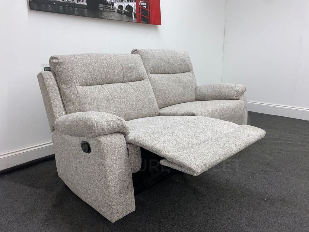 Limited Time Offer! Bellamy Grey Fabric Reclining 3 Seater Sofa Sofas