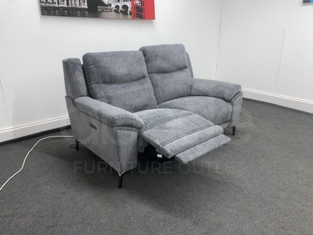 Dfs Wren Charcoal Fabric Electric / Power Reclining 3 Seater + 2 Sofa Suite Set | Usb Ports Space