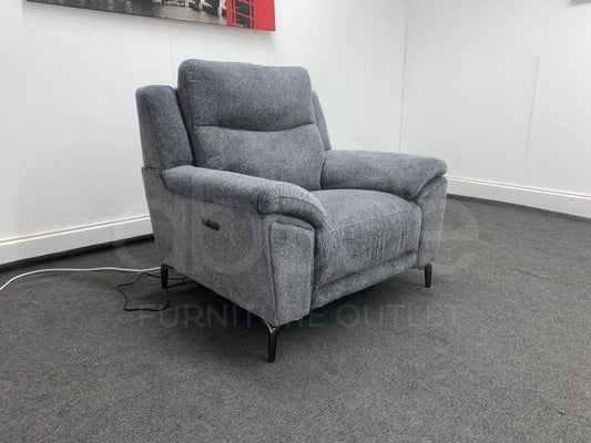 Dfs Wren Charcoal Fabric Electric / Power Reclining 3 Seater + 2 Sofa Suite Set | Usb Ports Space