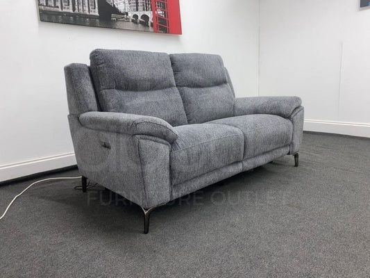 Dfs Wren Charcoal Fabric Electric / Power Reclining 3 Seater + 2 Sofa Suite Set | Usb Ports Space