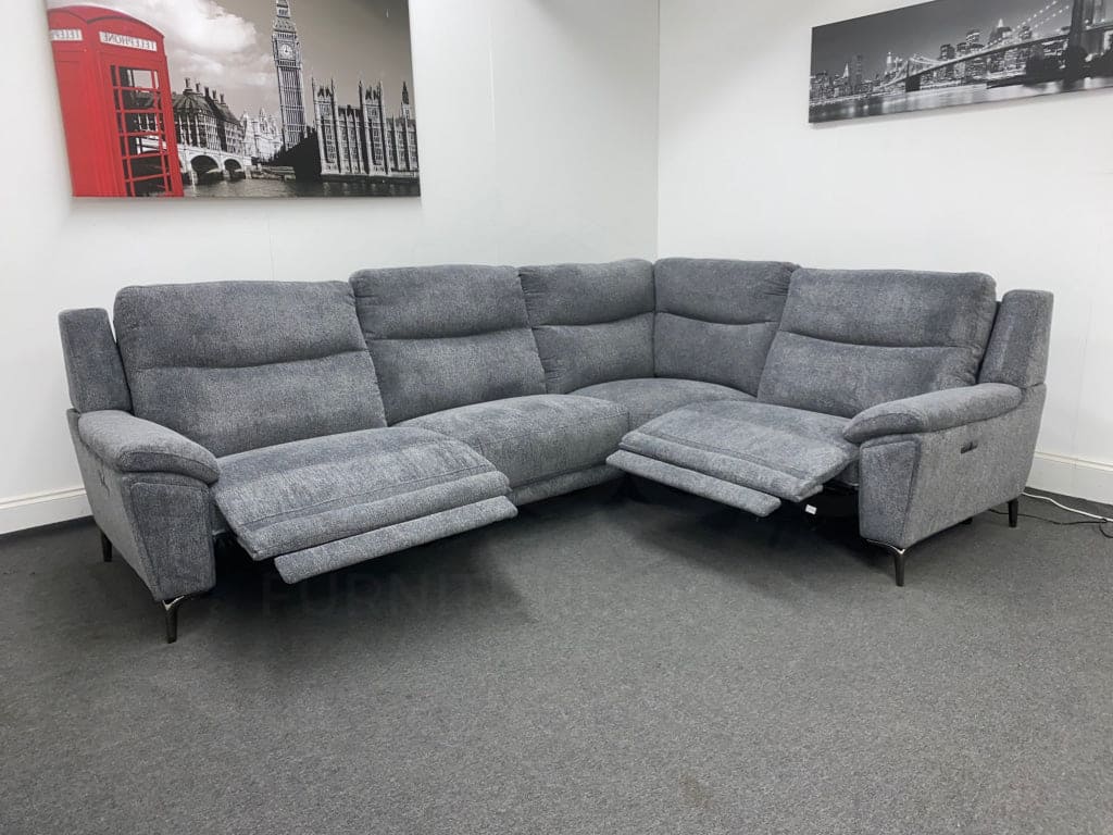 DFS Charcoal Grey Fabric Electric Reclining Sectional Modular