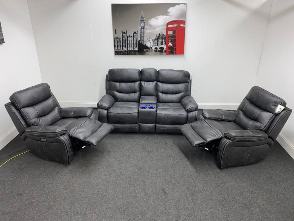 Limited Time Offer! New Vinson Express Smart 2 - 1 - 1 Tech Fabric Recliner Sofa Set Sofas
