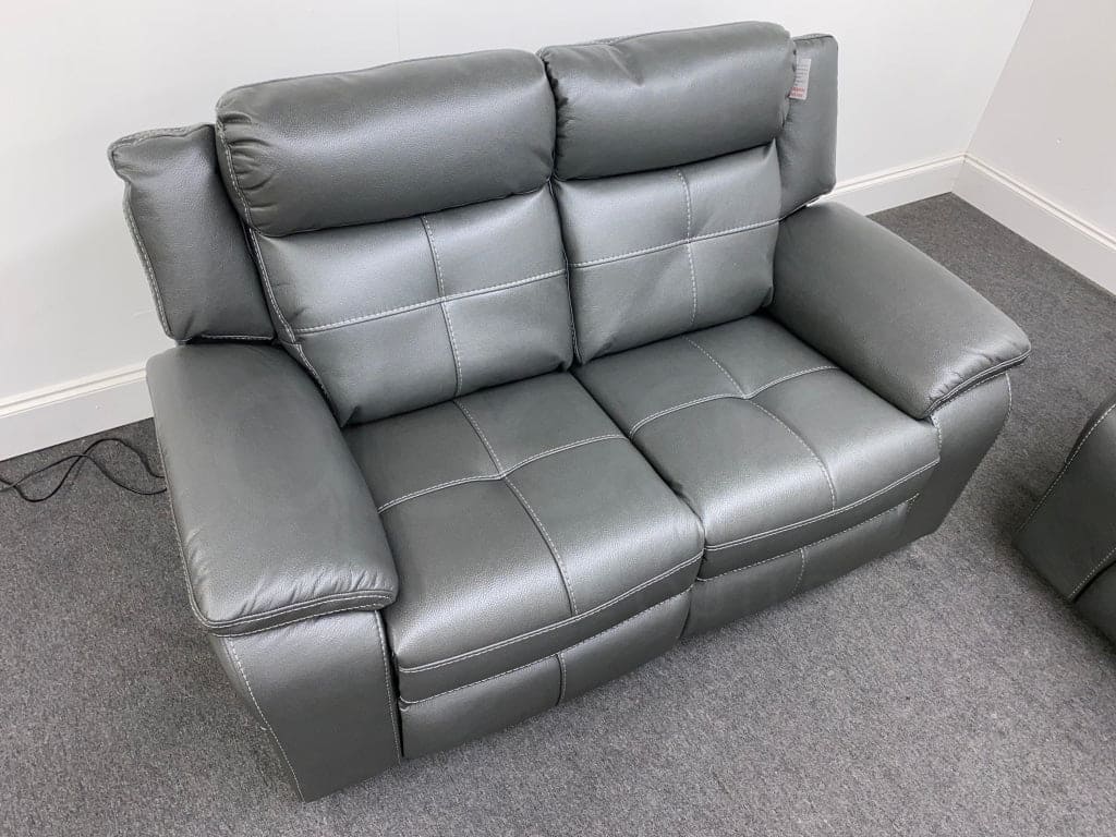 Limited Time Offer! Parker Electric Recliner Grey Leather 3 + 2 Seater Sofa Set Sofas