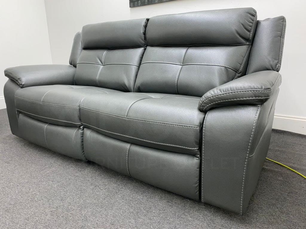 Limited Time Offer! Parker Electric Recliner Grey Leather 3 + 2 Seater Sofa Set Sofas