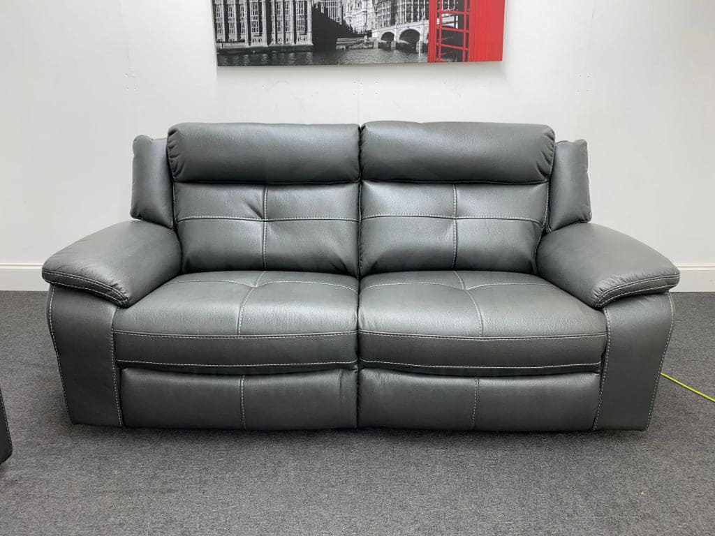 Limited Time Offer! Parker Electric Recliner Grey Leather 3 + 2 Seater Sofa Set Sofas