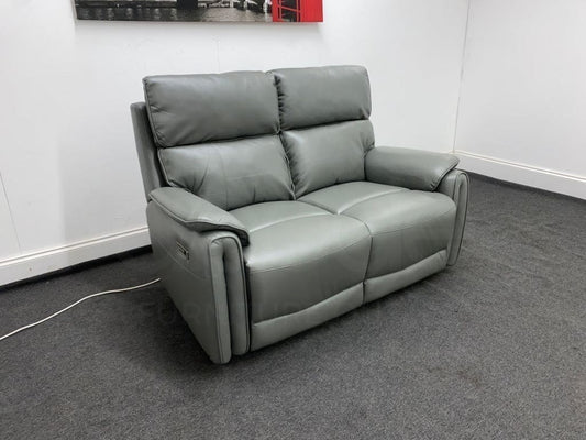 Supreme Power Recliner Grey Leather 2 Seater Sofa Sofas