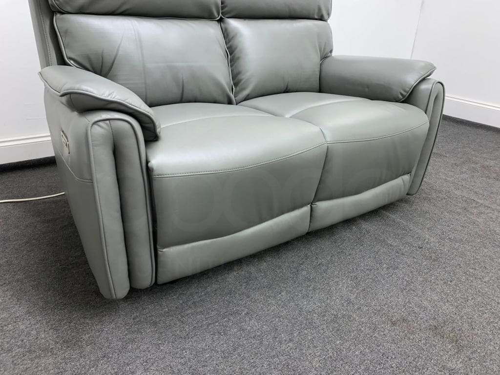 Supreme Power Recliner Grey Leather 2 Seater Sofa Sofas