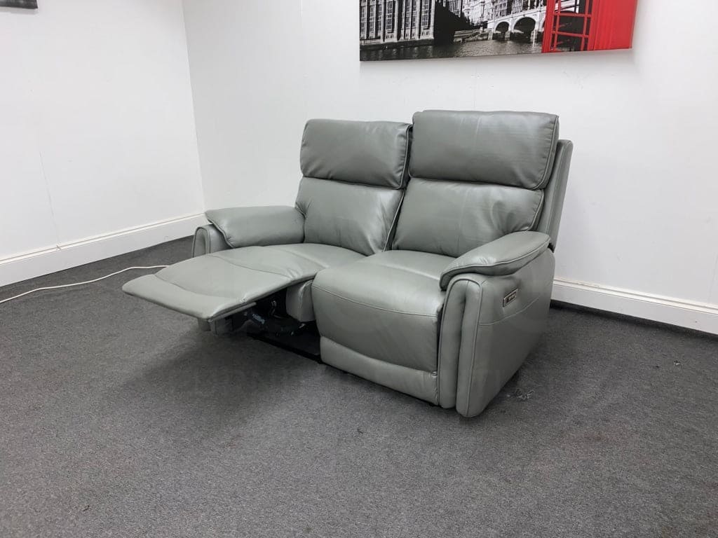 Supreme Power Recliner Grey Leather 2 Seater Sofa Sofas