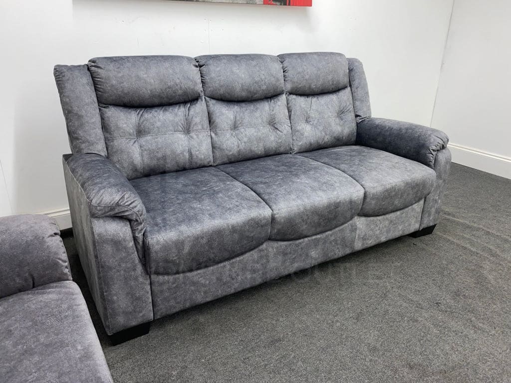 Limited Time Offer! York Grey Fabric 3 Seater Sofas