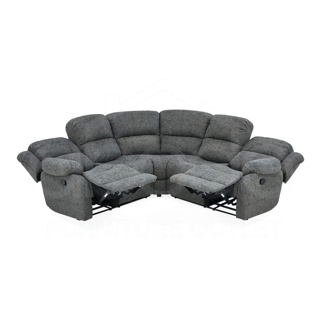 Lorenzo Grey Fabric Manual Recliner Corner Sofa Sofas