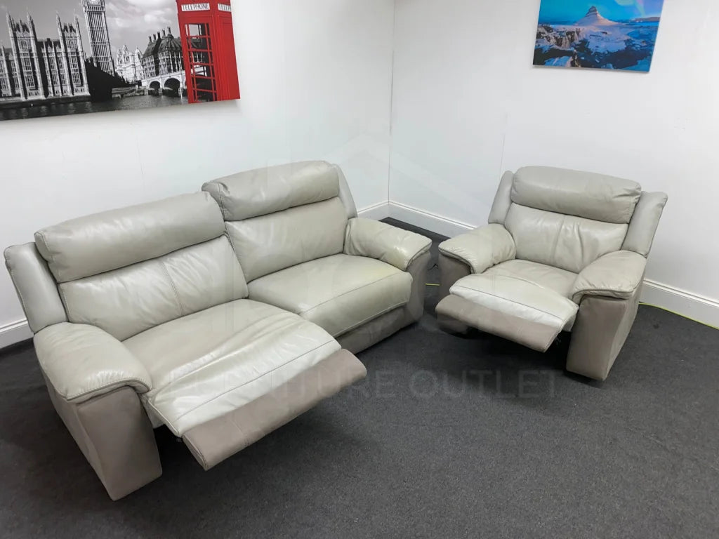 Manning Leather 3 Seater Electric Recliner + Armchair Sofa Set Sofas