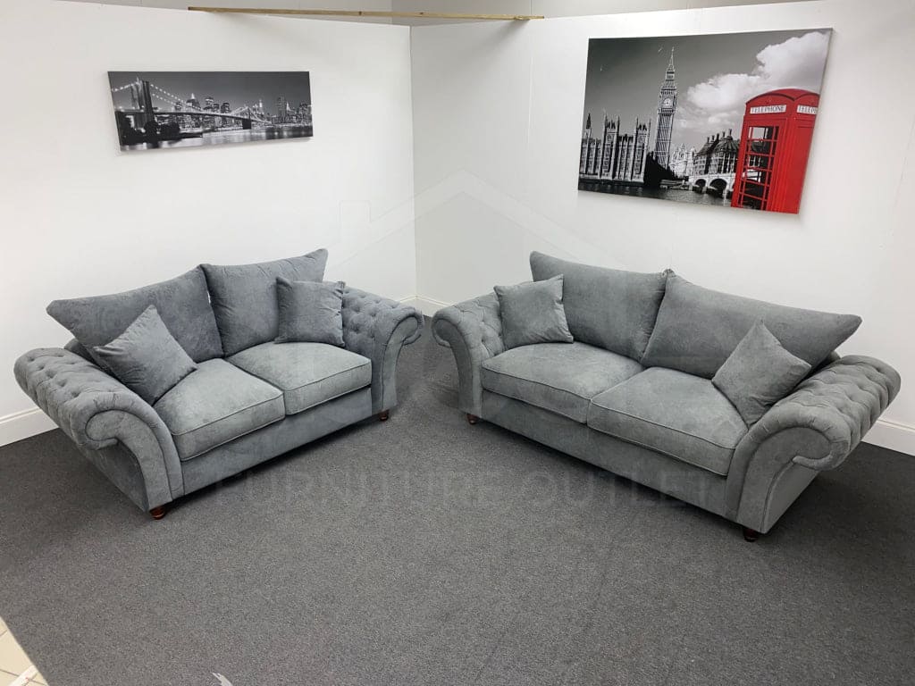 Montpellier 3 + 2 Seater Grey Fabric Sofa Set Sofas
