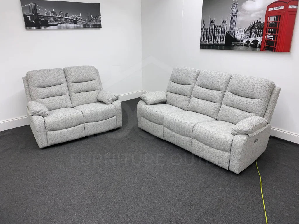 Newbury Grey Fabric 3 + 2 Seater Electric Recliner Sofa Set Sofas