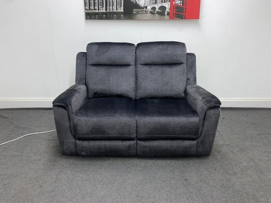 Orwell - Compact Charcoal Grey Velvet Electric / Power Reclining 2 Seater Usb Charging Sofas