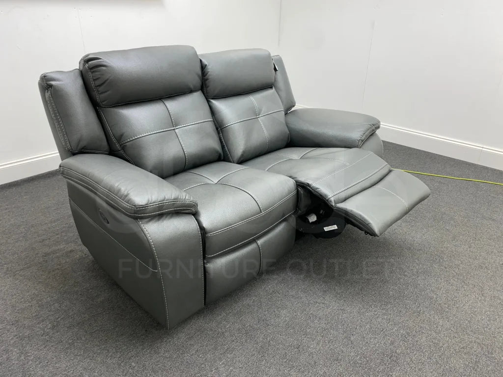 Parker Electric Recliner Grey Leather 2 Seater Sofa Sofas
