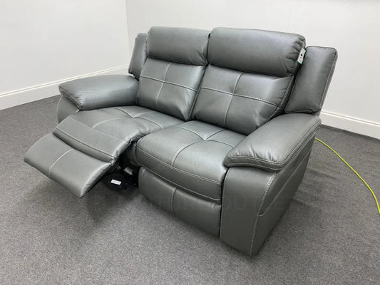 Parker Electric Recliner Grey Leather 2 Seater Sofa Sofas