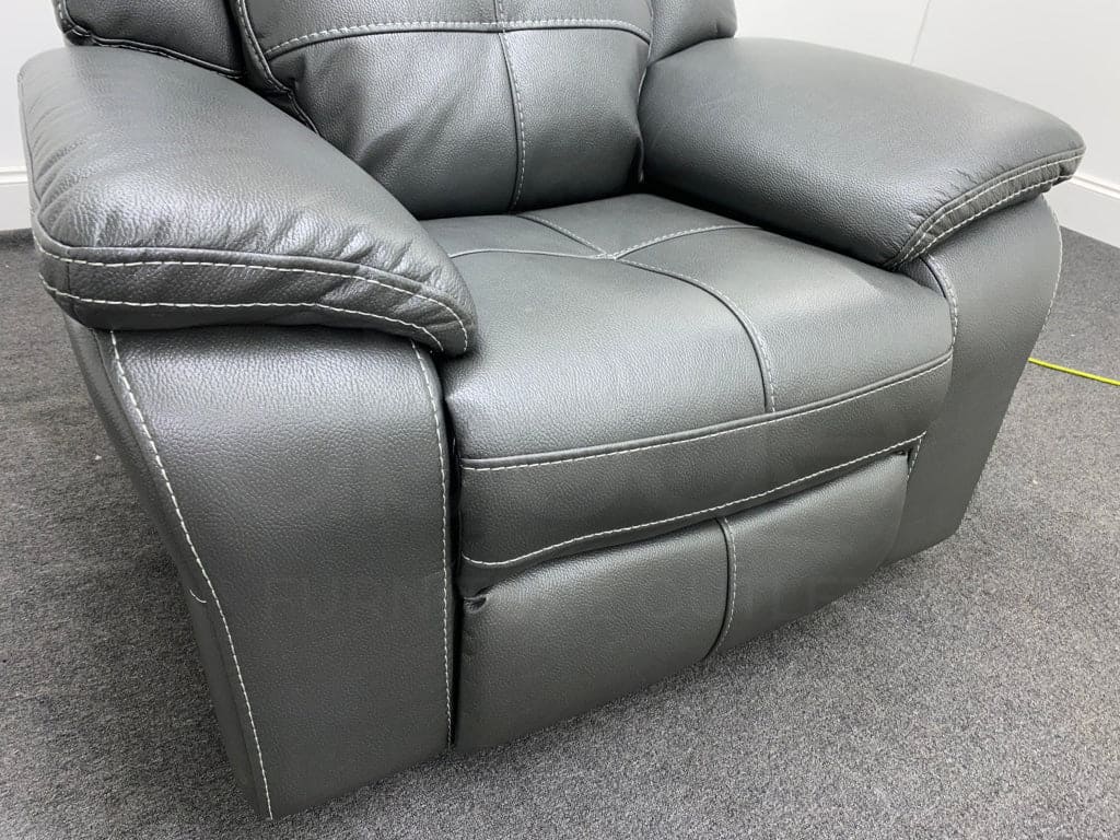 Parker Electric Recliner Grey Leather Chair Sofas