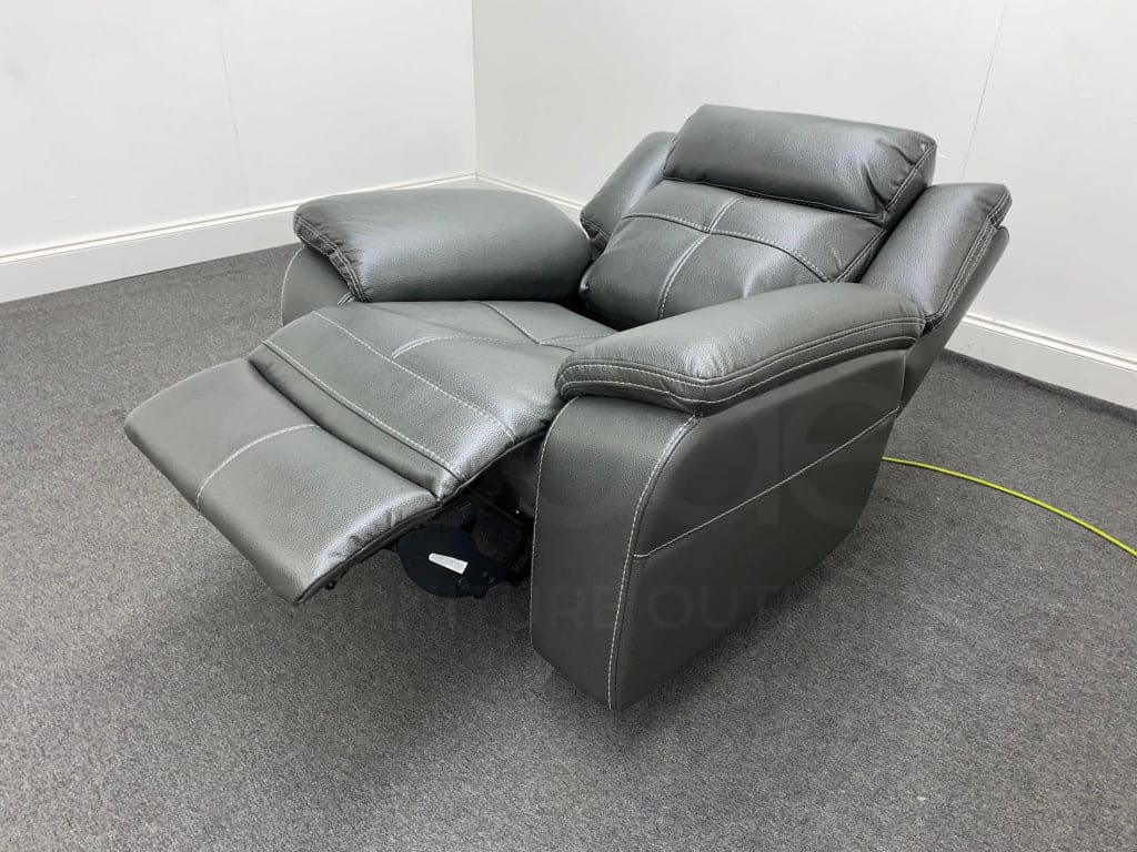Parker Electric Recliner Grey Leather Chair Sofas