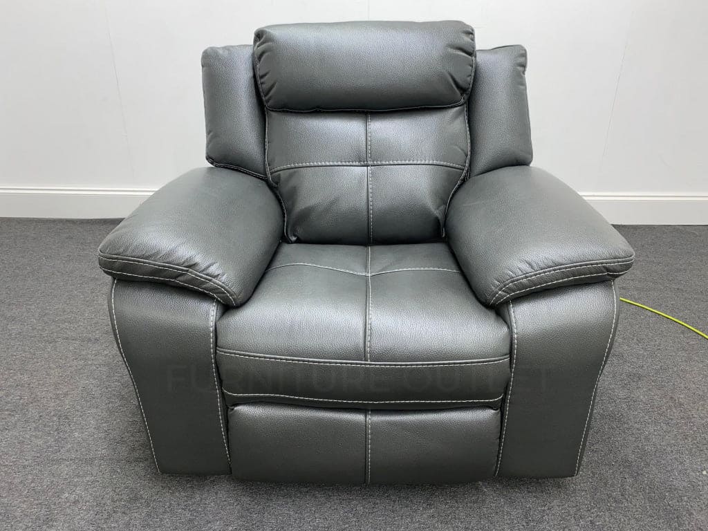 Parker Electric Recliner Grey Leather Chair Sofas