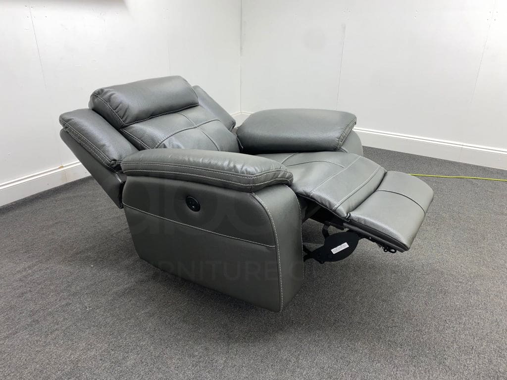 Parker Electric Recliner Grey Leather Chair Sofas