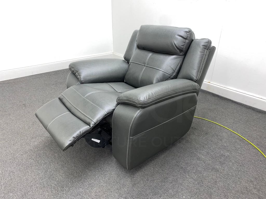 Parker Electric Recliner Grey Leather Chair Sofas