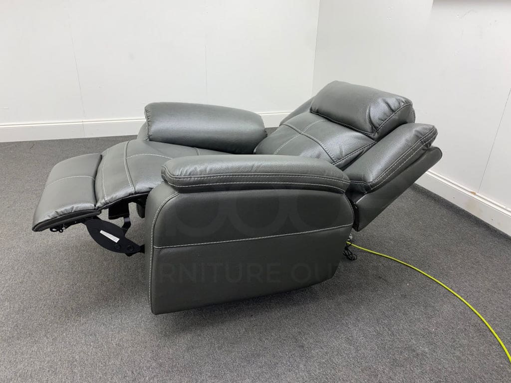 Parker Electric Recliner Grey Leather Chair Sofas