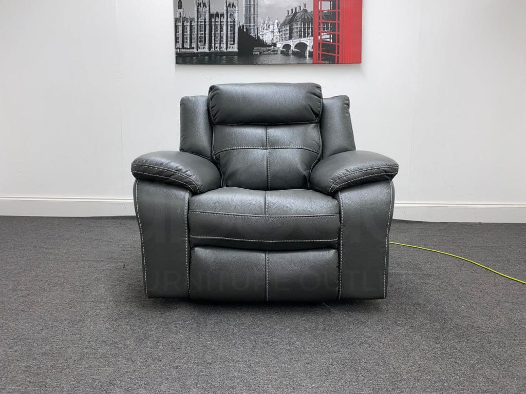 Parker Electric Recliner Grey Leather Chair Sofas